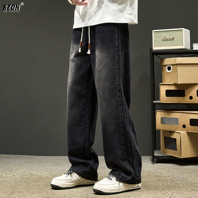 黑色牛仔裤男秋冬季加绒