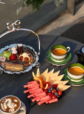 金属水果盘蛋糕盘架子KTV毛巾盘婚甜品台3016摆件庆台客厅茶摆几