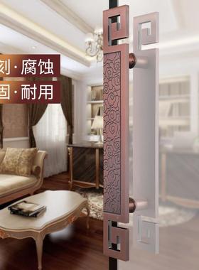 古手拉祥云玻璃门拉手铝板古铜仿QB-0010黑色推门实木大门酒店门