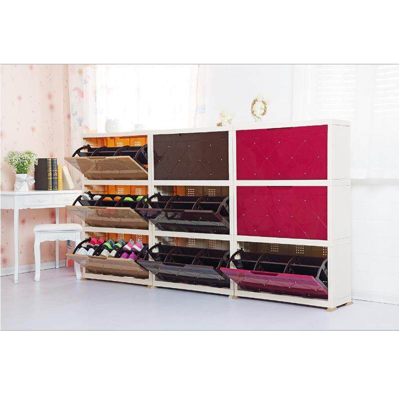 欧式鞋柜珍珠2822翻斗收纳玄鞋柜创量意关大大尺寸容塑料鞋架厂家