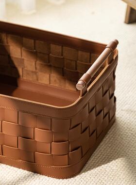 纳意式手工编织收筐高感收纳收QKB箱杂物脏衣篓衣帽间轻奢高端纳
