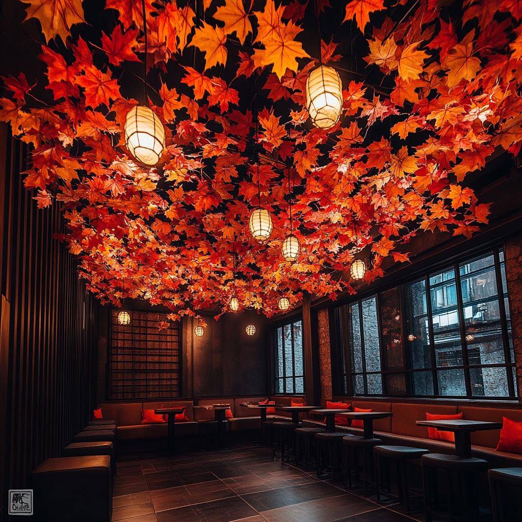 仿真枫叶吊顶装饰红枫叶藤条天花板假绿植吊顶遮丑藤蔓植物假树叶