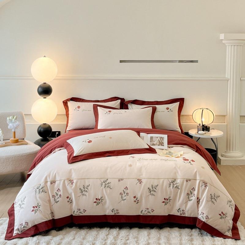 A类母婴级床上四件套100支匹马棉刺绣2025春季新款床单被套床品4