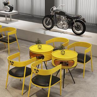 工业风奶茶店酒吧桌椅组合咖啡厅餐台椅休息区洽谈桌网红餐饮家具