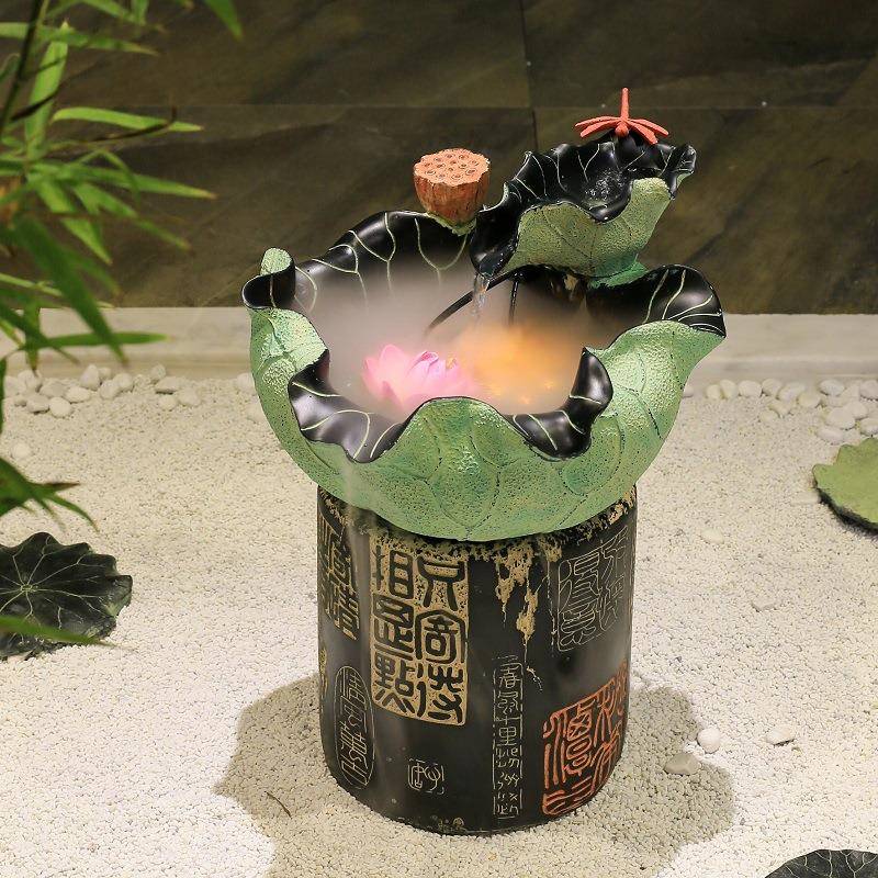 创意中式流水喷泉盆景鱼居装厅饰桌面摆件客办缸公GCZ室家加湿器