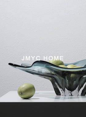 现代轻奢JDU家居玻璃样水果盘饰品板间盘餐厅客茶几桌面收厅纳托