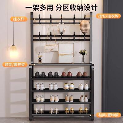 家衣架鞋架一架体简易衣用帽架口多层鞋多功能简门LVM约出租房用