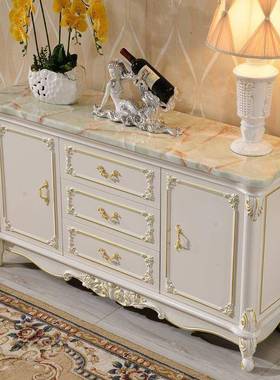 式大欧理石餐边柜实木室客厅隔断柜收纳卧柜柜玄关柜茶水GHI柜鞋