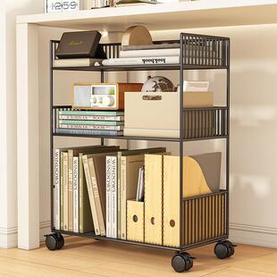落地小书架舍办公室下收XNI纳置物架可移宿小推动车带轮多层书福