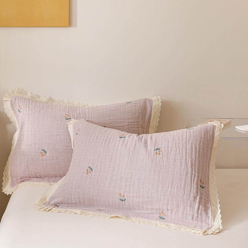 韩式花边纱布枕四巾棉一对装纯家用全棉高21213353档枕头头巾防油,床上用品,枕巾,淘宝优惠券,粉丝福利购,淘宝优惠卷