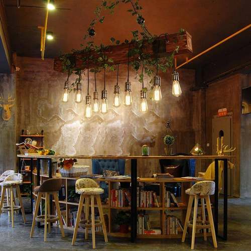 吊工桌业风创意餐厅咖啡店吧台复古船木灯具饭店餐灯包厢个225性