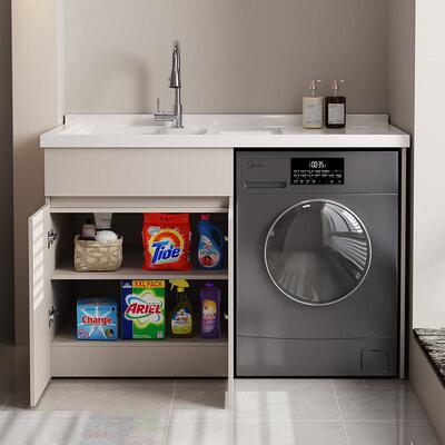 窝阳台衣衣柜一体组276合台盆池搓板蜂滚筒洗衣洗机伴侣浴室柜