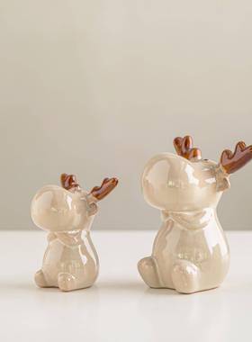 欧风陶瓷圣诞麋北鹿F99587MH摆件陶瓷意桌装饰客厅玄关书面房家居