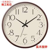 式 精工实木挂表钟轻奢家用时钟客时厅简约挂静音日自动对电DYX668