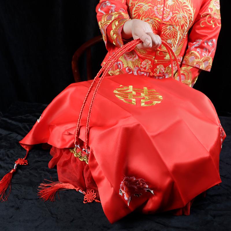 婚5752礼撒花童花花篮婚伴结娘手篮子红色中式喜篮提新款跳舞道具