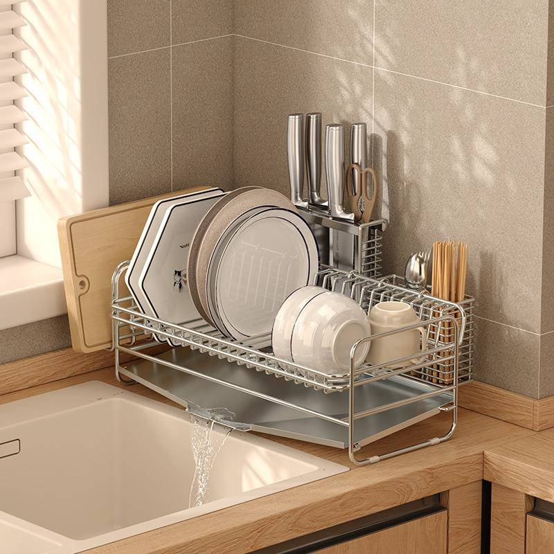 04不池锈钢沥水碗架收厨房碗ZM93碟架置物架水晾碗架可伸缩碗盘3