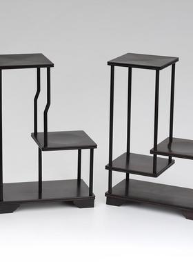 架黑檀多宝古格玩小型博古架紫光檀高低茶架壶饰品摆架CNV奇石底