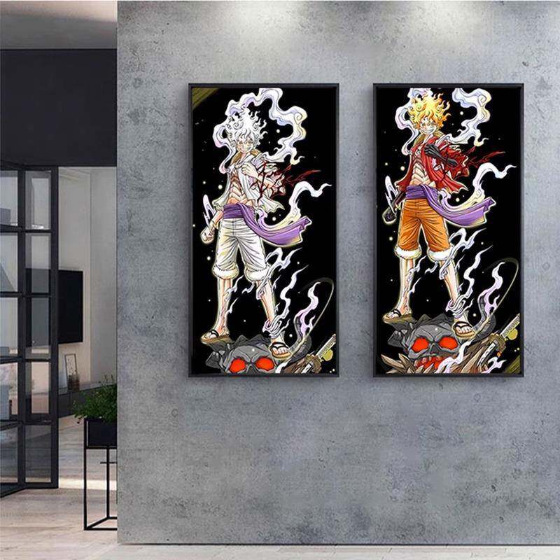 贼王画五档海路飞IZC尼卡形挂态海报装饰画电竞房男孩墙卧室壁画