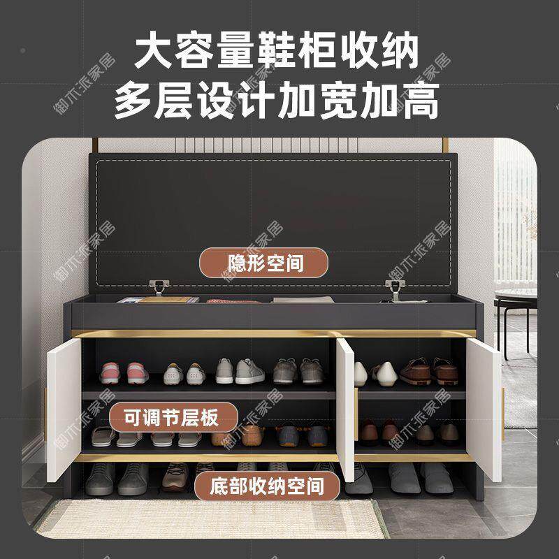 家用入户鞋坐柜奢高级换JYU鞋轻凳门口架可靠墙收纳长条鞋玄关穿