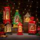多款 诞节注水发光圣带音乐油摆件电话亭灯风灯542诞装 饰品圣诞圣