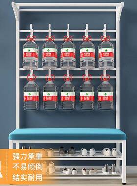 换鞋衣帽架落地卧室家多用功能挂14361衣架服可坐简易门口置物凳