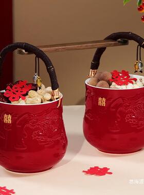 结婚子孙桶一对女陪嫁桶大妆用品方全娘家婚庆红色喜h6154151宝桶