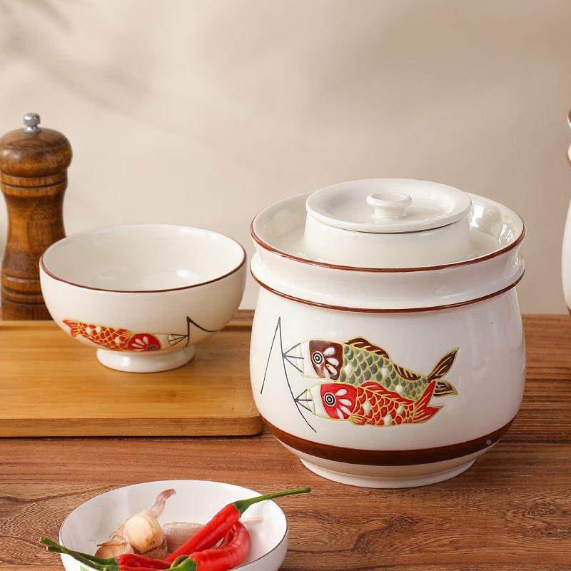 釉下手彩绘陶瓷泡菜坛子家用四川咸缸菜菜腌菜罐密封储泡菜坛物酸,家居饰品,储物罐,淘宝优惠券,粉丝福利购,淘宝优惠卷