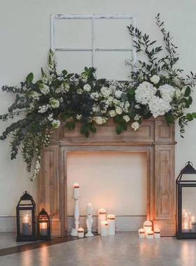 Q关^X架美式复古原木色壁装炉架白色饰婚礼摆架客厅展示949民宿玄
