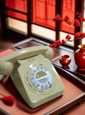 欧仿古话机家电用时创尚意式复古老式有61855线电话家居摆件
