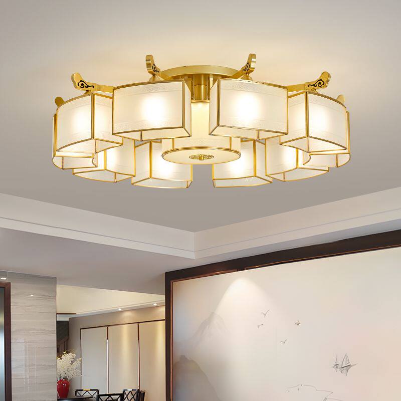 新中式全铜客厅大厅主灯现代简约客厅吊灯
