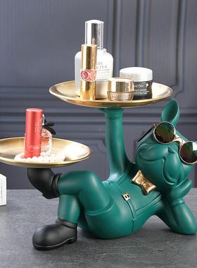 创意发钥财狗511-1摆件玄关匙收品纳托盘桌面果盘子家居装饰乔糖