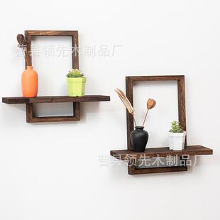 饰置 装 2件套乡村风格 动搁板木置物架质储物家用架方形实壁挂浮式