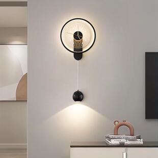 式意客电视背景山墙创意厅时钟壁灯528592024新款格栅装饰极简小