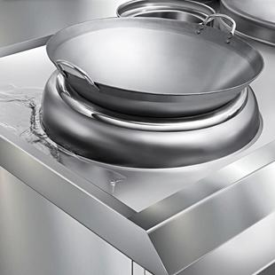 凹M电面商用电磁炉锅酒店炒菜锅50CMYQS60C磁双耳不锈灶钢炒铁锅