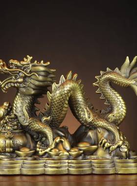 JMK新款黄铜摆厂聚宝盆龙摆件件祥龙生龙肖龙家居店铺摆件家