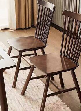 实温莎椅木北欧餐椅家用简约现代靠SKC背椅原木法式桌书复古椅餐