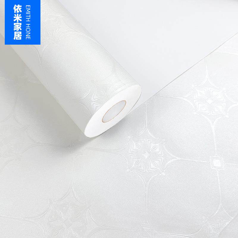 加厅厚纯翻白色无纺布自粘369壁纸客卧室背景墙装修新防墙潮纸墙