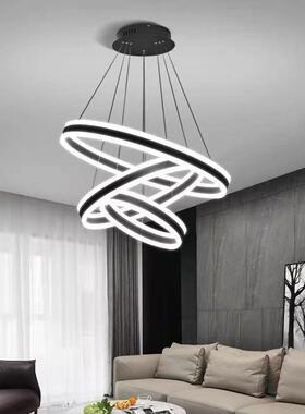 极简圆环客厅灯现代奢卧室灯北欧设吊计创意轻别76602镂空艺墅术