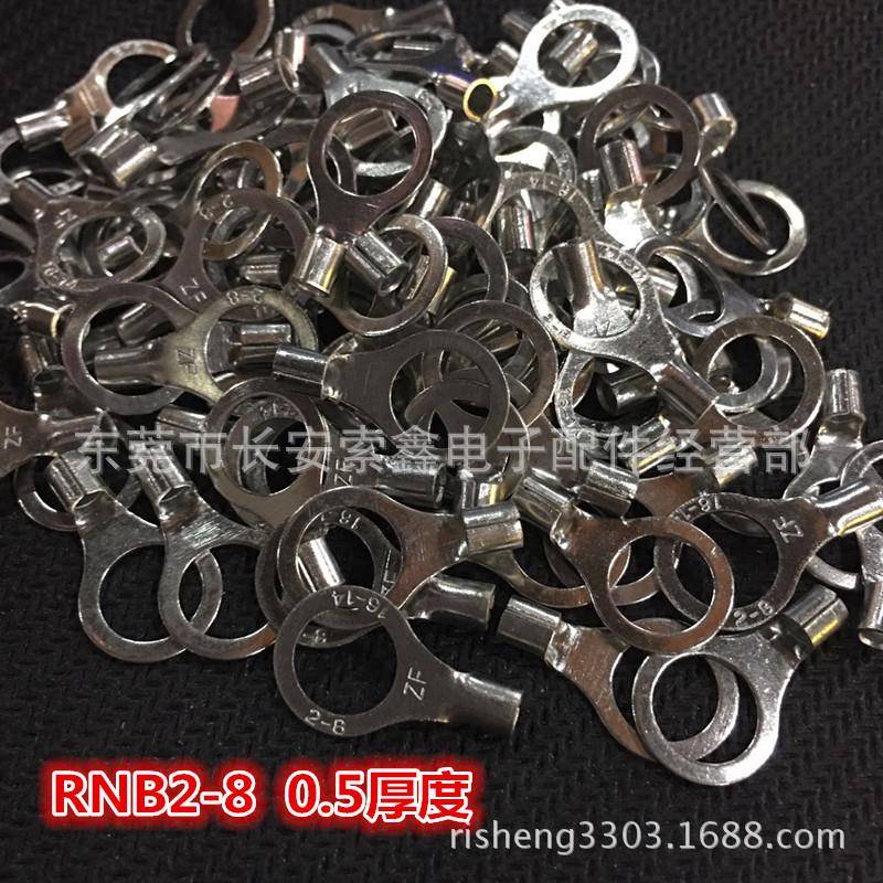 R781NB2-冷压接线端子O5型圆形OT2-8耳裸端头黄铜1000个线0.MM线8