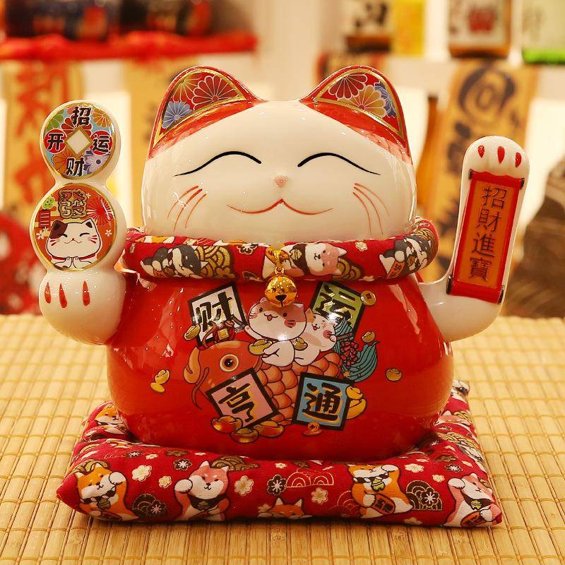 猫摆件小号自动财摇手店收银铺台前台家居SW678930客厅装大饰发猫