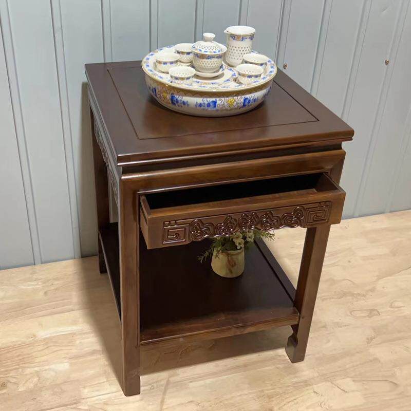 中实式木缸花架02-66鱼盆景架置物小方桌奇边石头摆件侧茶几方形