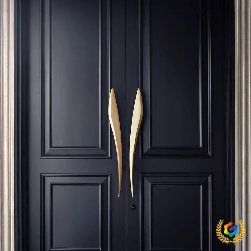 ETT中式木简大门门把手现代极不锈钢玻璃黑实色大门把手