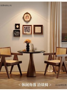 迪加藤餐编椅做旧中古诧寂风椅尔子昌家用靠背椅白蜡复古LAI实木