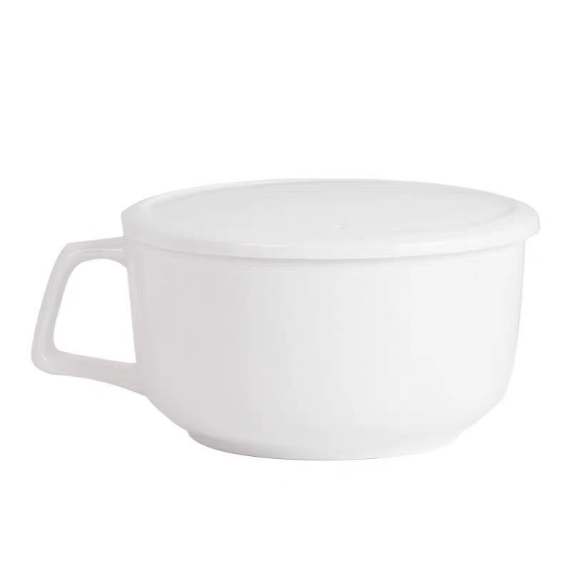 防唐山骨把瓷餐具带碗骨瓷碗带盖用泡面碗烫手H1582柄碗家骨瓷单