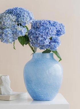 代大肚手工hp0754花瓶云蓝色现璃客厅雾四时之序玻玄关插花摆件乔
