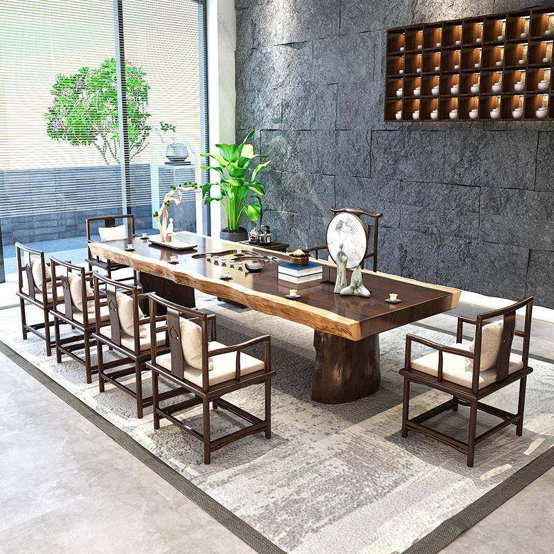 新茶中泡式实FTH木桌原木大板茶桌椅办公室接待茶室禅功意拼色夫,商业/办公家具,茶台/茶桌,淘宝优惠券,粉丝福利购,淘宝优惠卷