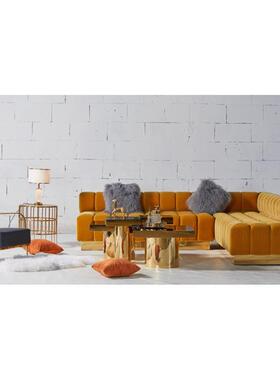 厂销家直舒适包天鹅绒面39298料不锈沙钢发客厅方块面沙发别墅意