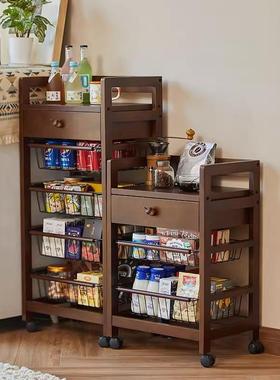 美式木质置架书架落地家可用移动多层隔板陈列架靠墙零食QOF收物