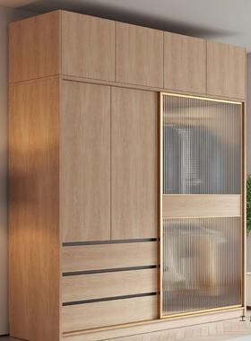 家北欧推拉OGQ门衣柜用卧户室简约大现代趟移门小型原木色玻璃门