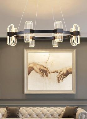 网红爆款墅吊灯厅灯餐上下别双层发光现代简约方78075形客灯全屋